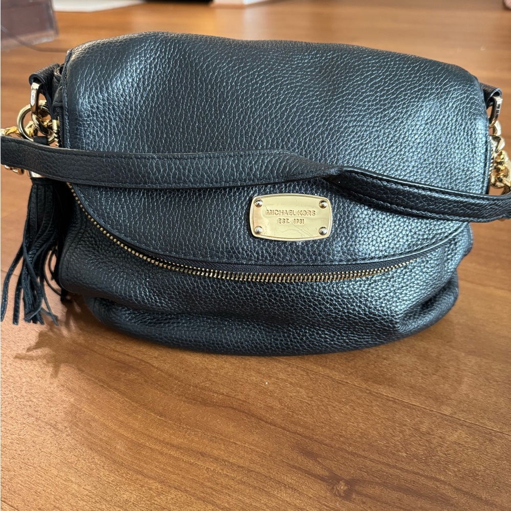 Michael Kors Black Pebbled Leather Crossbody Bag